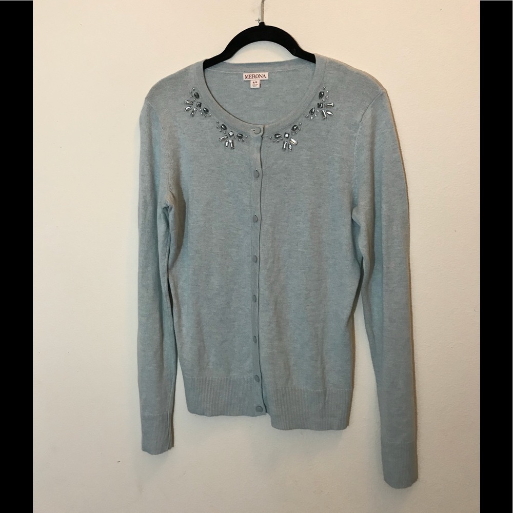 Light Blue/Gray Button Down Sweater - image 1